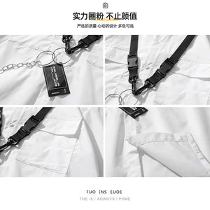 Elegant TA Buckles Chain Shirt And Shorts Set , - Streetwear T-Shirts - Slick Street