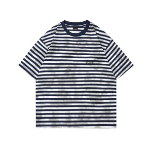 Classic Color Crash Striped T-Shirt Navy Blue, XXS - Streetwear T-Shirts - Slick Street