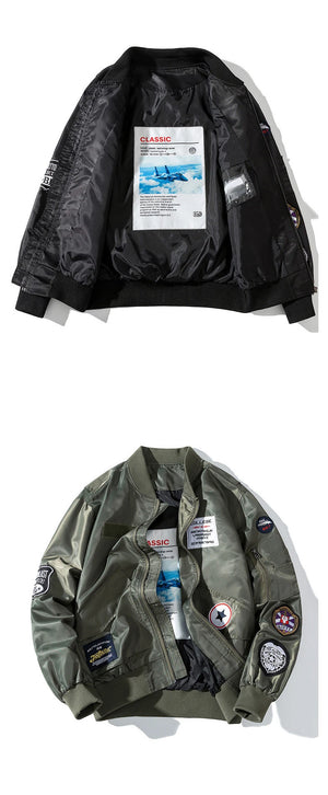 Retro Letter Embroidered Elastic Waist Jacket , - Streetwear Jacket - Slick Street