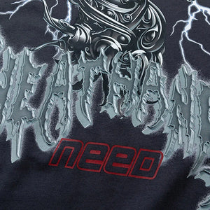 Successing Lighting Dragon Monster Loose T-Shirt , - Streetwear T-Shirts - Slick Street