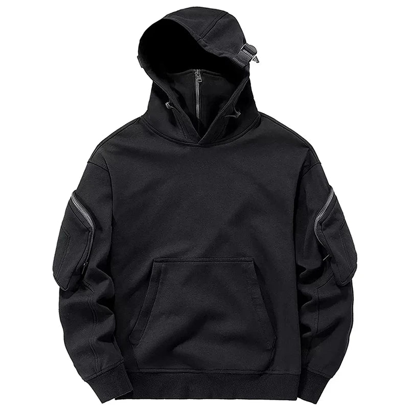 Dark Soul High Neck Mask Pullover Hoodie Black, XS - Streetwear Hoodie - Slick Street