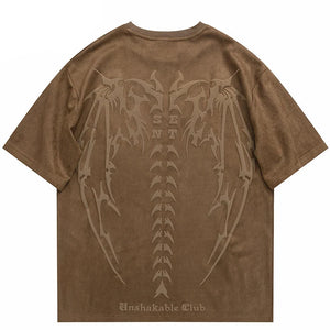 Spinal Cord Devil Wings Skeleton T-Shirt , - Streetwear T-Shirts - Slick Street