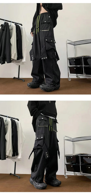 Multi Pockets Button-Up Streetwear Pants , - Streetwear Pants - Slick Street