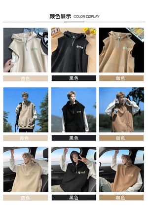 Workout Sleeveless Half-Zip Style Hoodie , - Streetwear Hoodie - Slick Street