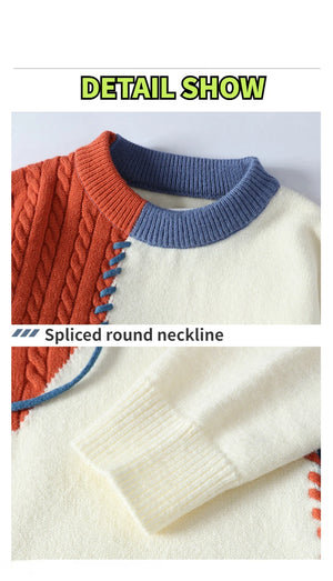Lace Up Style Round Neck Knitted Sweater , - Streetwear Sweater - Slick Street