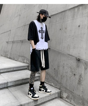 Casual Black Color Knee Length Shorts , - Streetwear Shorts - Slick Street