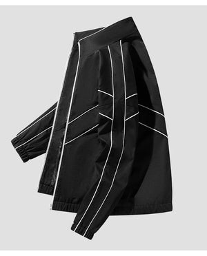 Striped White Lining With Rib sleeve Style Jacket , - Streetwear Jacket - Slick Street