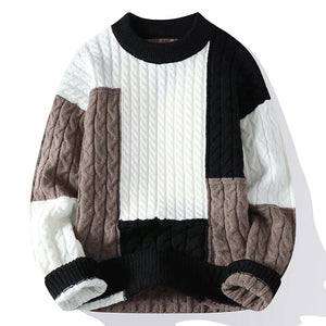 Chunky Twist Color Block Sweater Black, XS - Streetwear Sweater - Slick Street