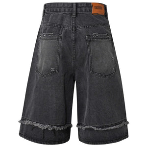 Vintage Loose Distressed Denim Shorts , - Streetwear Shorts - Slick Street