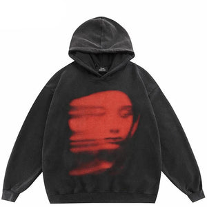 Black Blurry Face Ghost Shadow Hoodie Black, S - Streetwear Hoodie - Slick Street