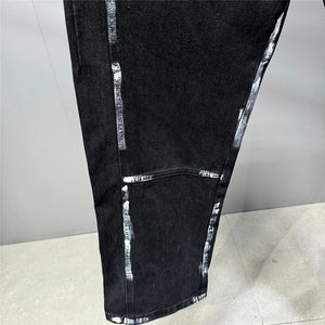 Ebony Black Splash Paint Style Pants , - Streetwear Pants - Slick Street