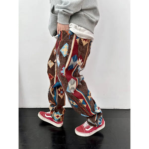 Geometric Retro Ethnic Style Pants , - Streetwear Pants - Slick Street