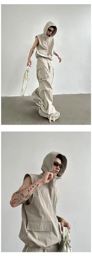 Pyro Ghost Sleeveless Cargo Pants Set , - Streetwear Tracksuits - Slick Street