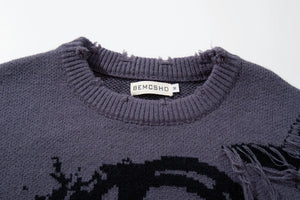 Skull Star Knitted Sweatshirt , - Streetwear Sweatshirts - Slick Street