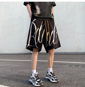 Letter Foam Y2K Knee Length Shorts , - Streetwear Shorts - Slick Street