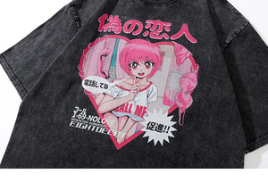 EightDecay Anime Cartoon Girl Loose T-Shirt , - Streetwear T-Shirts - Slick Street