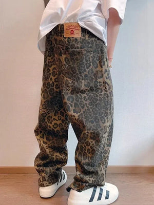 Leopard Pattern Wide Leg Style Pants , - Streetwear Pants - Slick Street