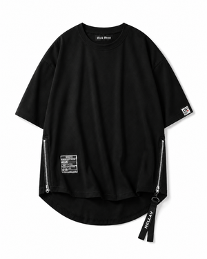 Basic Zip T-Shirt Black, XS - Streetwear T-Shirts - Slick Street