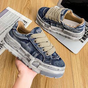 Washed Denim Low - Stonewash , - Streetwear Shoes - Slick Street