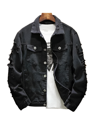 Distressed Denim Jacket , - Streetwear Jackets - Slick Street