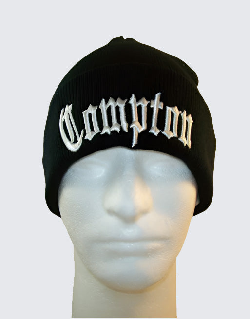 Black Compton Beanie , - Streetwear Hats - Slick Street