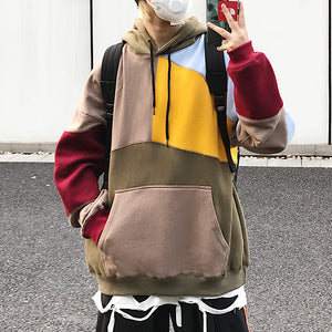 Contrast Patchwork Hoodie , - Streetwear Hoodie - Slick Street