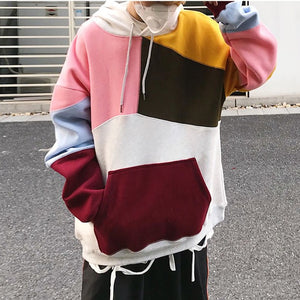 Contrast Patchwork Hoodie , - Streetwear Hoodie - Slick Street