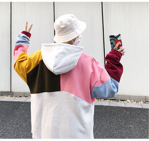 Contrast Patchwork Hoodie , - Streetwear Hoodie - Slick Street