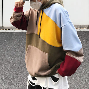 Contrast Patchwork Hoodie , - Streetwear Hoodie - Slick Street