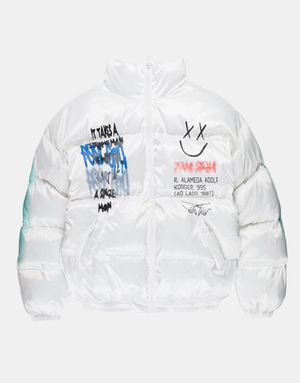 xSmiley Jacket (Black/White) White, XS - Streetwear Jackets - Slick Street