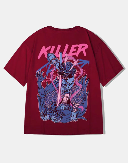 Killer Samurai T-Shirt Red, XS - Streetwear T-Shirts - Slick Street