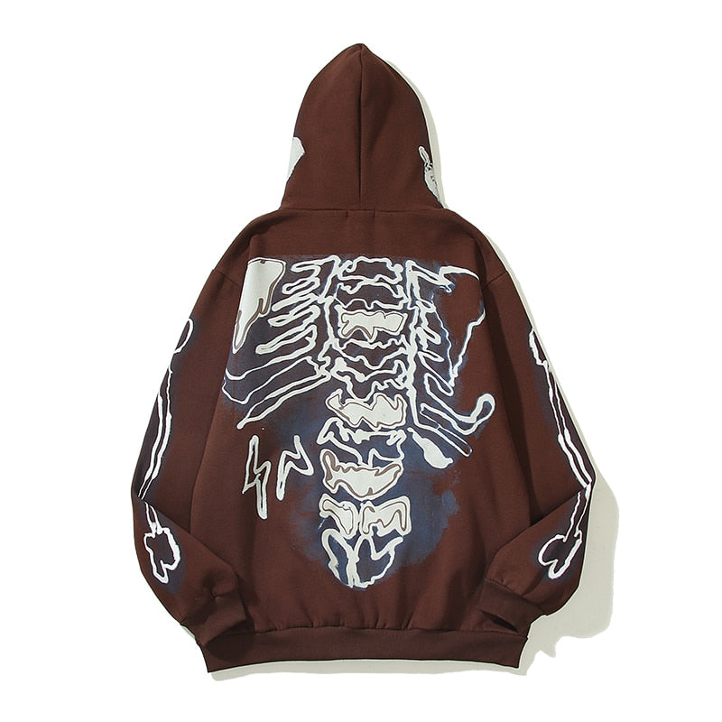 Skeleton Cactus Zip Hoodie ,  - Streetwear Hoodie - Slick Street