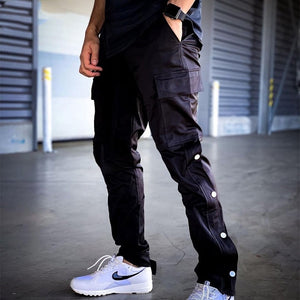Straight Legging Popper Pants , - Streetwear Pants - Slick Street