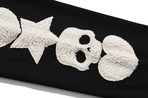 Star Skull Patchwork Straight Jeans , - Streetwear Jeans - Slick Street