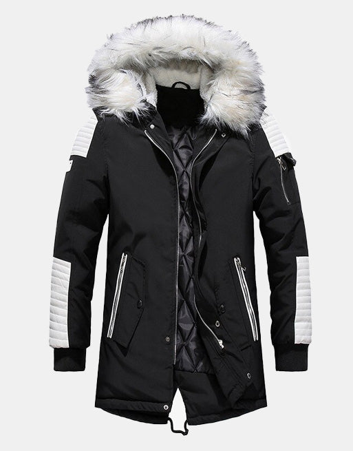 Fur Hood Winter Coat Black-White, XS - Streetwear Jackets - Slick Street
