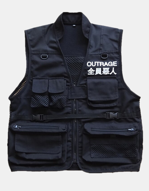 OUTRAGE Vest Black, XS - Streetwear Vest - Slick Street
