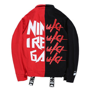 CONFIDEN Black Red Two Half Color Jacket Red, XS - Streetwear Jacket - Slick Street