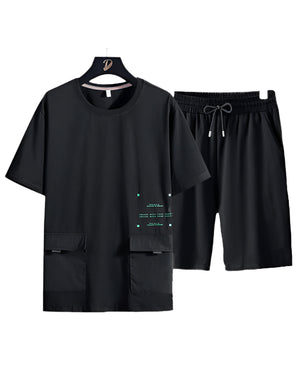Two Pockets Loose T-Shirt + Shorts Set , - Streetwear T-Shirts - Slick Street