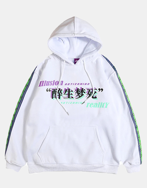 ILLUSION REALITY Hoodie White, M - Streetwear Hoodie - Slick Street