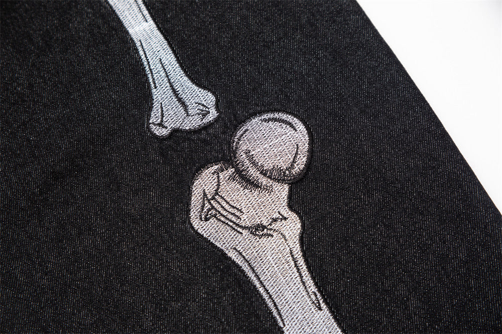 Skeleton Hand Black Jeans ,  - Streetwear Jeans - Slick Street