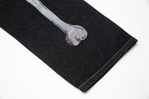 Skeleton Hand Black Jeans ,  - Streetwear Jeans - Slick Street