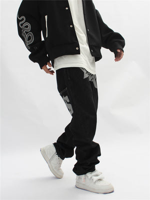 Dollar Print Black Denim Jeans , - Streetwear Jeans - Slick Street