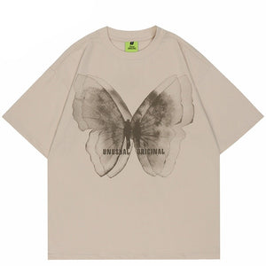 UNUSUAL ORIGINAL Butterfly Shadow Graphic T-Shirt , - Streetwear T-Shirts - Slick Street