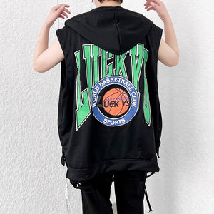 LUCKY Casual Short Sleeves Loose T-Shirts Black, XS - Streetwear T-Shirts - Slick Street