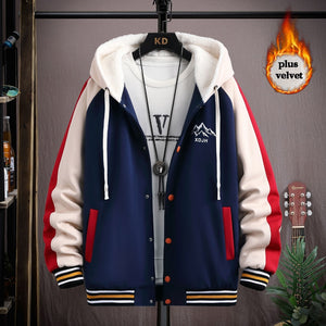 XDJH Hooded Varsity Jacket Navy, XS - Streetwear Jacket - Slick Street