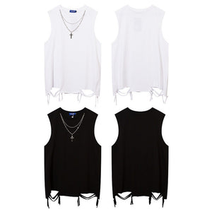 Basic Distressed Tank Top , - Streetwear T-Shirts - Slick Street