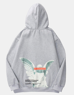 Angel God Hoodie Gray, M - Streetwear Hoodie - Slick Street