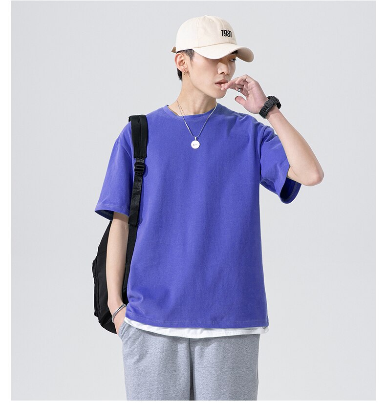 Pure Cotton Cashmere T-Shirt Blue, XS - Streetwear Tee - Slick Street