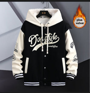 Dorestyle Hooded Varsity Jacket , - Streetwear Jacket - Slick Street