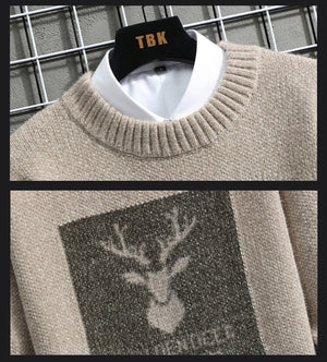 Golden Deer Knitted Sweater , - Streetwear Sweater - Slick Street